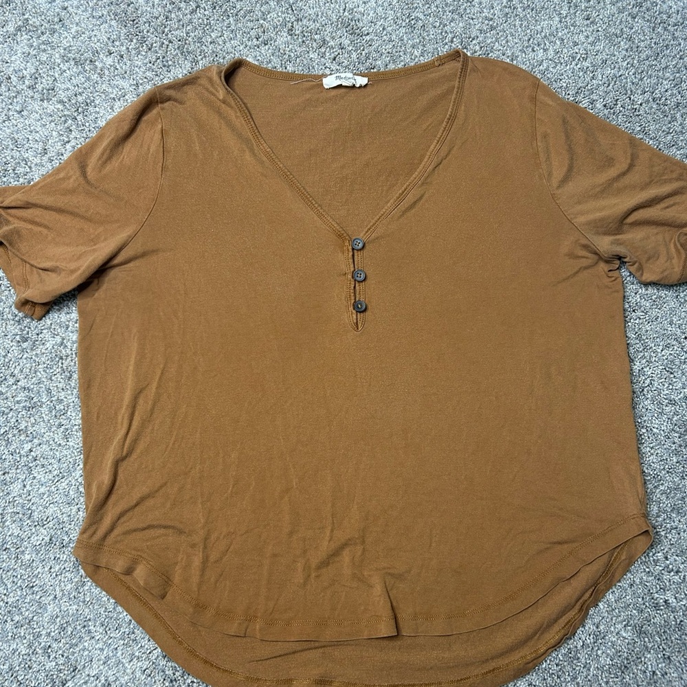 Madewell XL Brown Henley V-Neck Tee